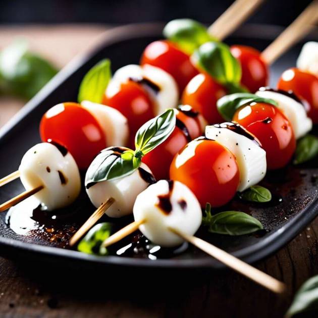 Brochettes tomates cerises/mozzarella